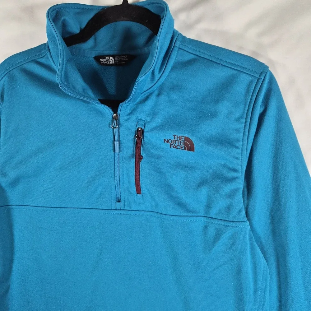 The North Face Men's Small Teal Turquoise Quarter Zip Fleece Pullover